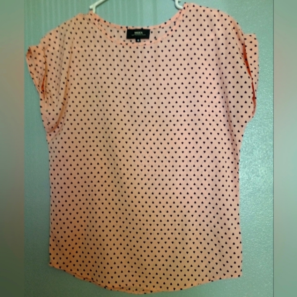 Black Heart Pink Sheer Top Medium
